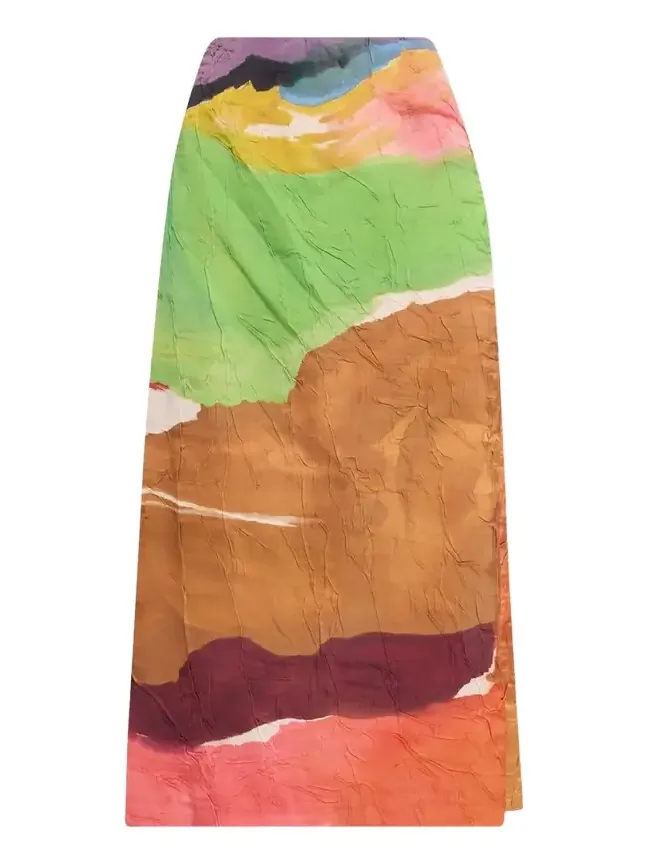 x Helen Frankenthaler Inez Satin Pencil Skirt