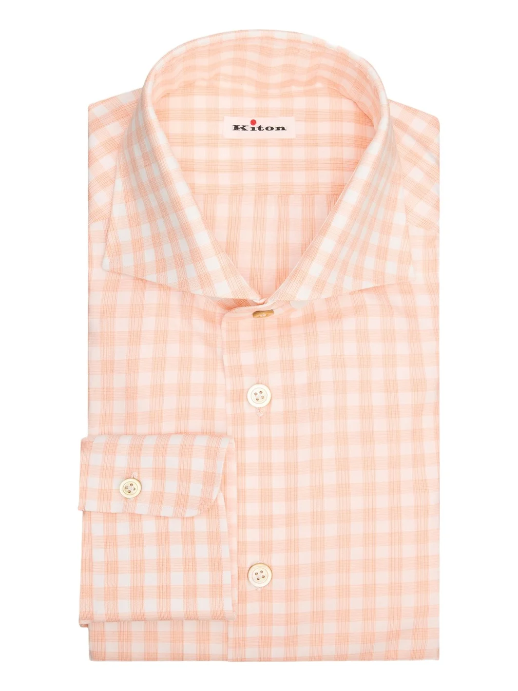 Kiton Men's Tonal Check Cotton Dress Shirt with Mother-of-Pearl Buttons