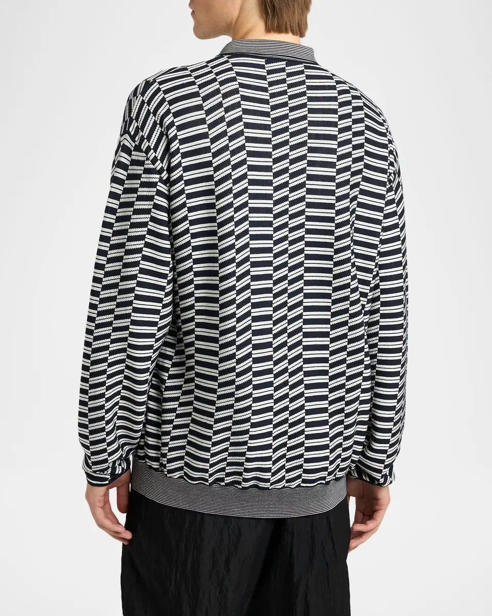 Giorgio Armani Men's Geometric Knit Polo Sweater | Thumbnail 7 Giorgio Armani Men's Geometric Knit Polo Sweater | Thumbnail 7