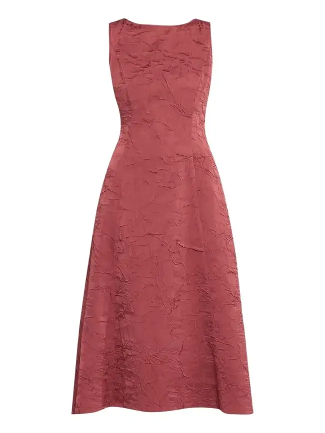 Georgia Crinkled Satin A-Line Midi Dress