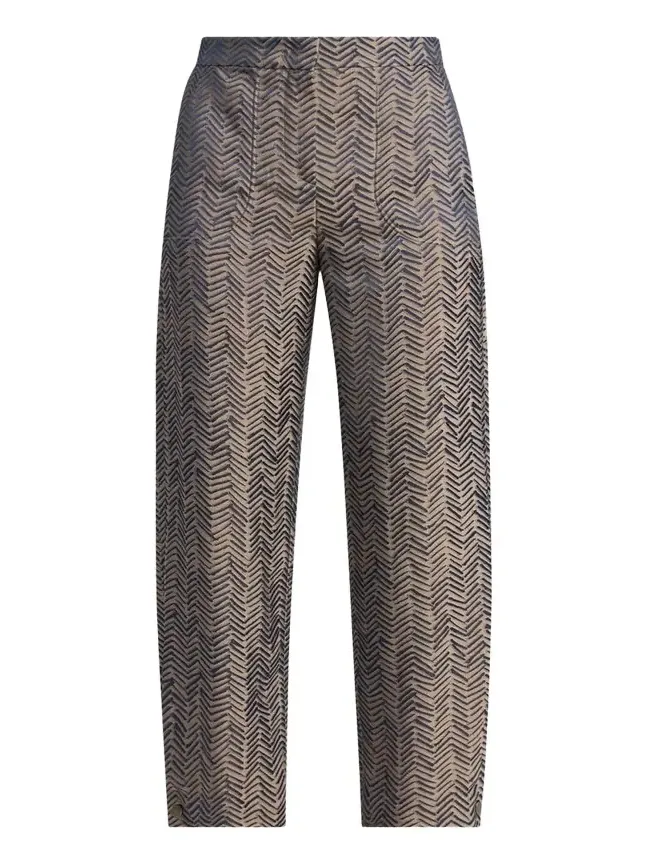 Herringbone Jacquard Straight-Leg Ankle Trousers