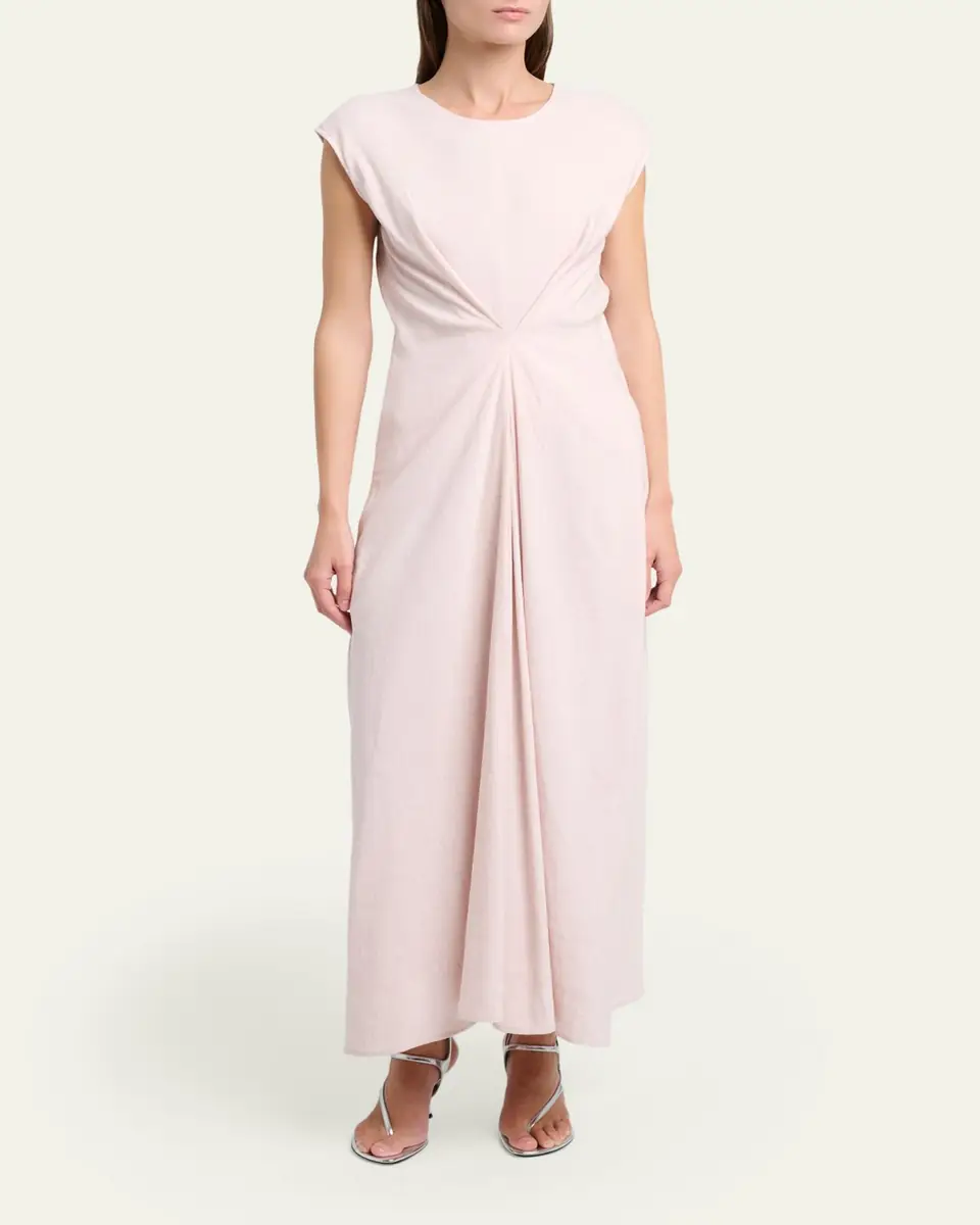 Proenza Schouler White Label Miranda Cinched Slub Linen Midi Dress | Thumbnail 2 Proenza Schouler White Label Miranda Cinched Slub Linen Midi Dress | Thumbnail 2