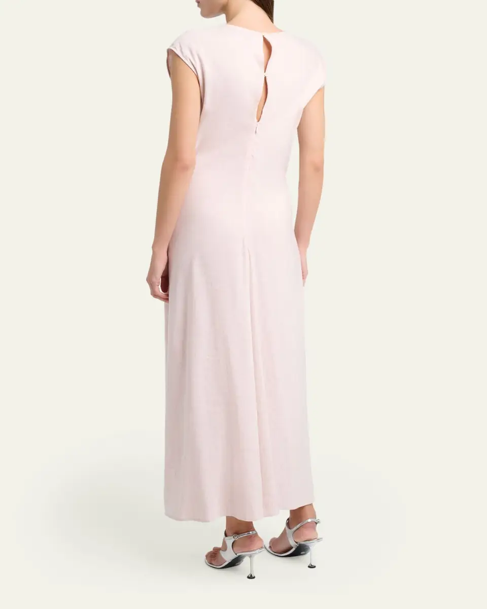 Proenza Schouler White Label Miranda Cinched Slub Linen Midi Dress | Thumbnail 3 Proenza Schouler White Label Miranda Cinched Slub Linen Midi Dress | Thumbnail 3