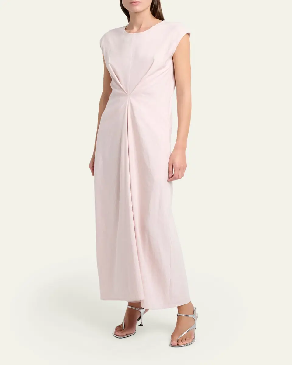 Proenza Schouler White Label Miranda Cinched Slub Linen Midi Dress | Thumbnail 4 Proenza Schouler White Label Miranda Cinched Slub Linen Midi Dress | Thumbnail 4
