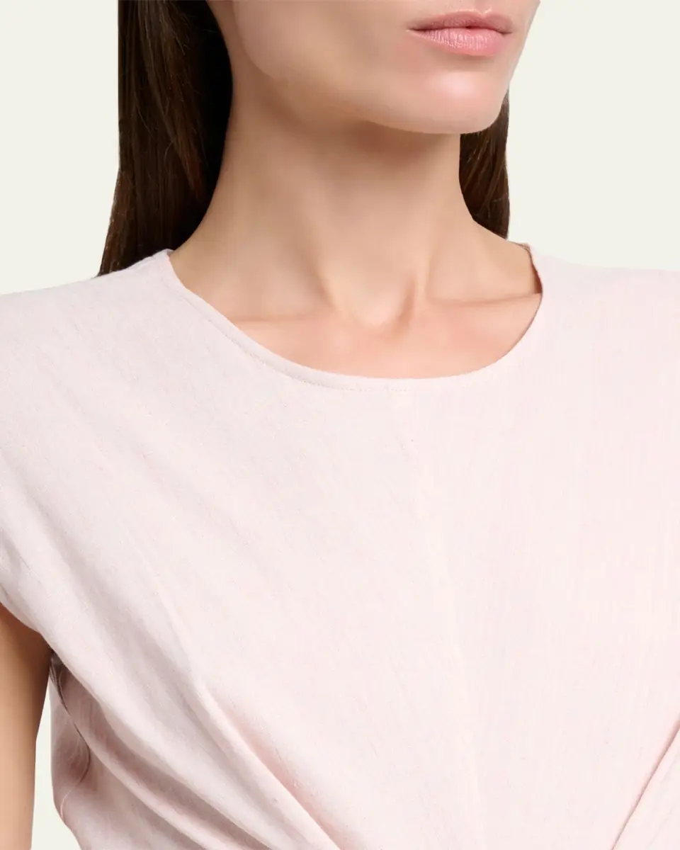 Proenza Schouler White Label Miranda Cinched Slub Linen Midi Dress | Thumbnail 5 Proenza Schouler White Label Miranda Cinched Slub Linen Midi Dress | Thumbnail 5