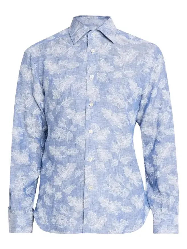 Men's Floral Linen Button-Down Shirt Men's Floral Linen Button-Down Shirt