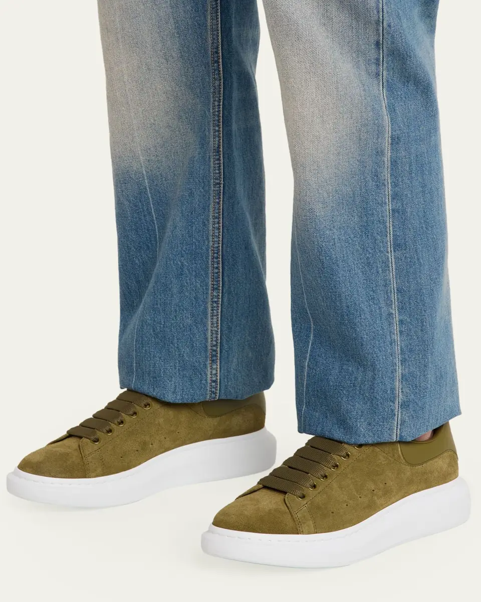 Alexander McQueen Men's Oversized Suede & Leather Low-Top Sneakers | Thumbnail 2 Alexander McQueen Men's Oversized Suede & Leather Low-Top Sneakers | Thumbnail 2
