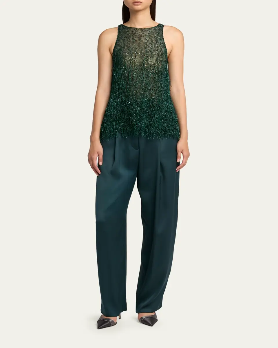 Giorgio Armani Metallic Fringe Knit Sleeveless Blouse | Thumbnail 2 Giorgio Armani Metallic Fringe Knit Sleeveless Blouse | Thumbnail 2