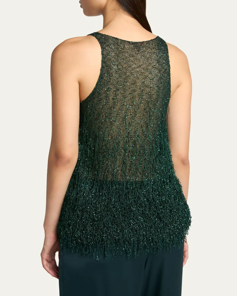 Giorgio Armani Metallic Fringe Knit Sleeveless Blouse | Thumbnail 3 Giorgio Armani Metallic Fringe Knit Sleeveless Blouse | Thumbnail 3