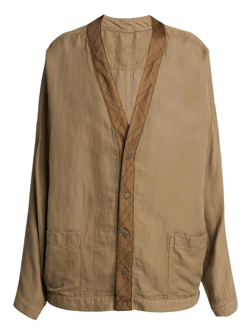 V-Neck Single-Breasted Utility Jacket