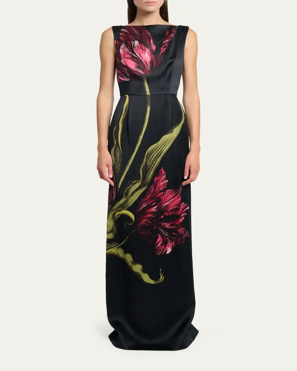 Erdem Floral-Print Duchess Satin Sleeveless Gown | Thumbnail 2 Erdem Floral-Print Duchess Satin Sleeveless Gown | Thumbnail 2