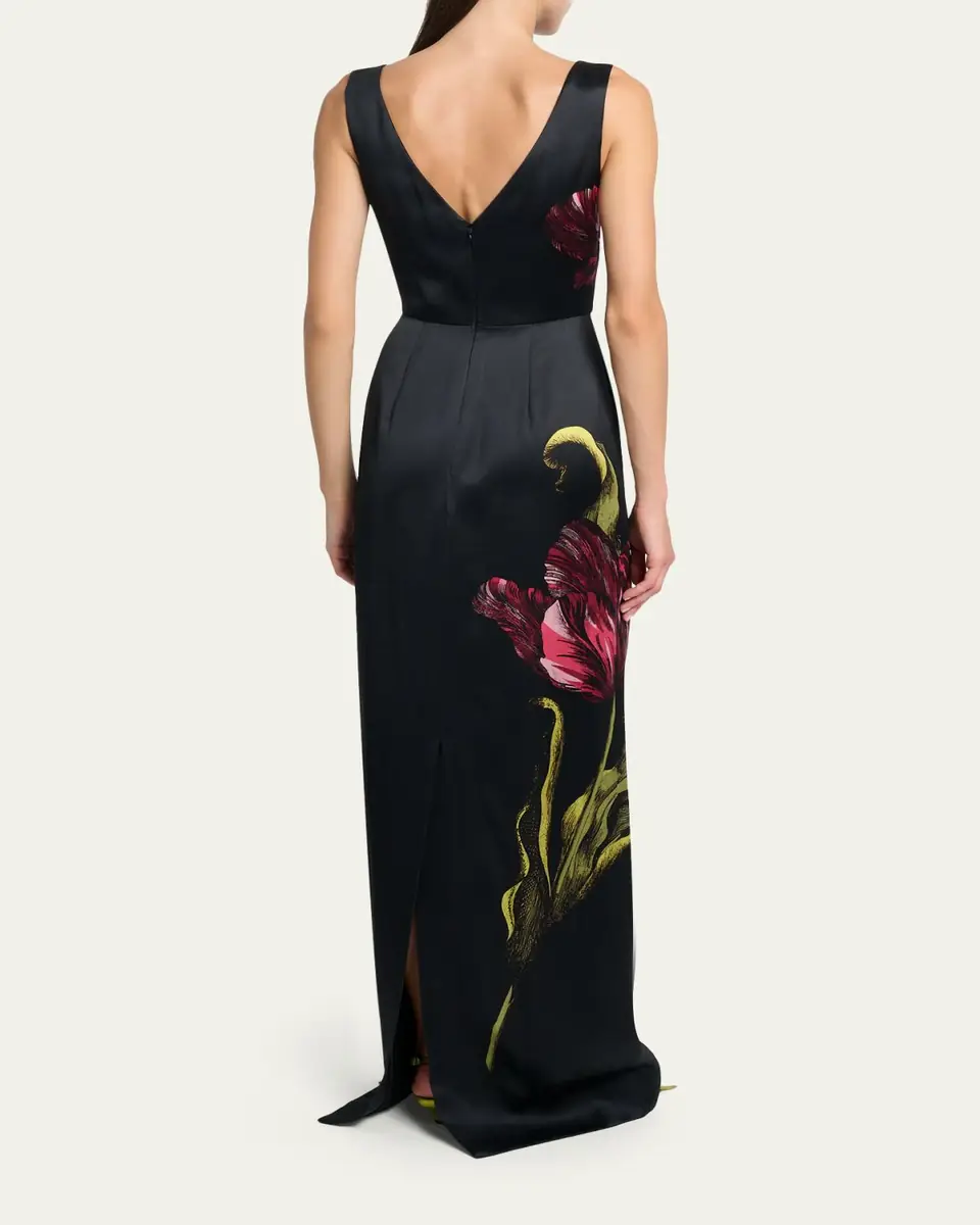 Erdem Floral-Print Duchess Satin Sleeveless Gown | Thumbnail 3 Erdem Floral-Print Duchess Satin Sleeveless Gown | Thumbnail 3