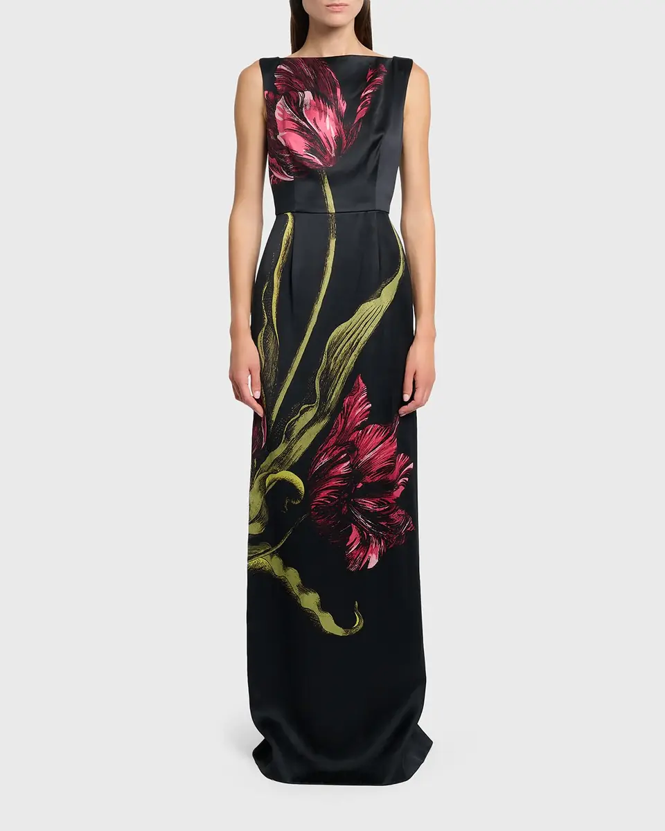 Erdem Floral-Print Duchess Satin Sleeveless Gown | Thumbnail 6 Erdem Floral-Print Duchess Satin Sleeveless Gown | Thumbnail 6