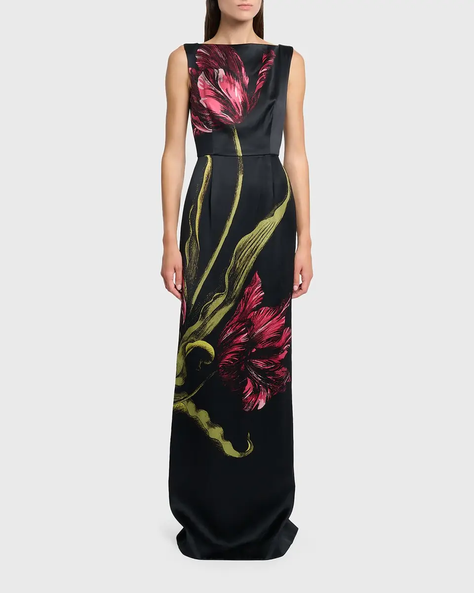 Erdem Floral-Print Duchess Satin Sleeveless Gown | Thumbnail 8 Erdem Floral-Print Duchess Satin Sleeveless Gown | Thumbnail 8