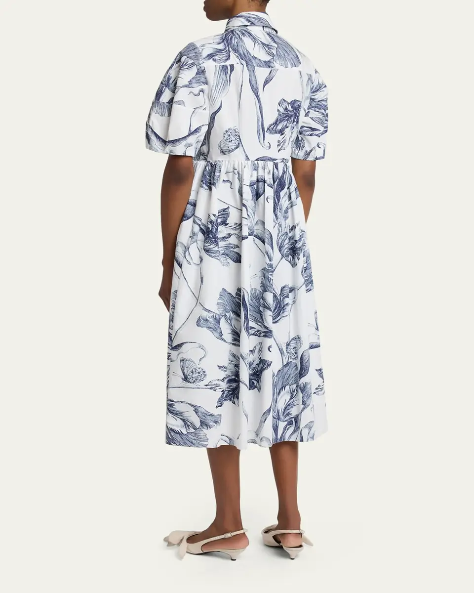 Erdem Floral-Print Puff-Sleeve Midi Shirtdress | Thumbnail 3 Erdem Floral-Print Puff-Sleeve Midi Shirtdress | Thumbnail 3