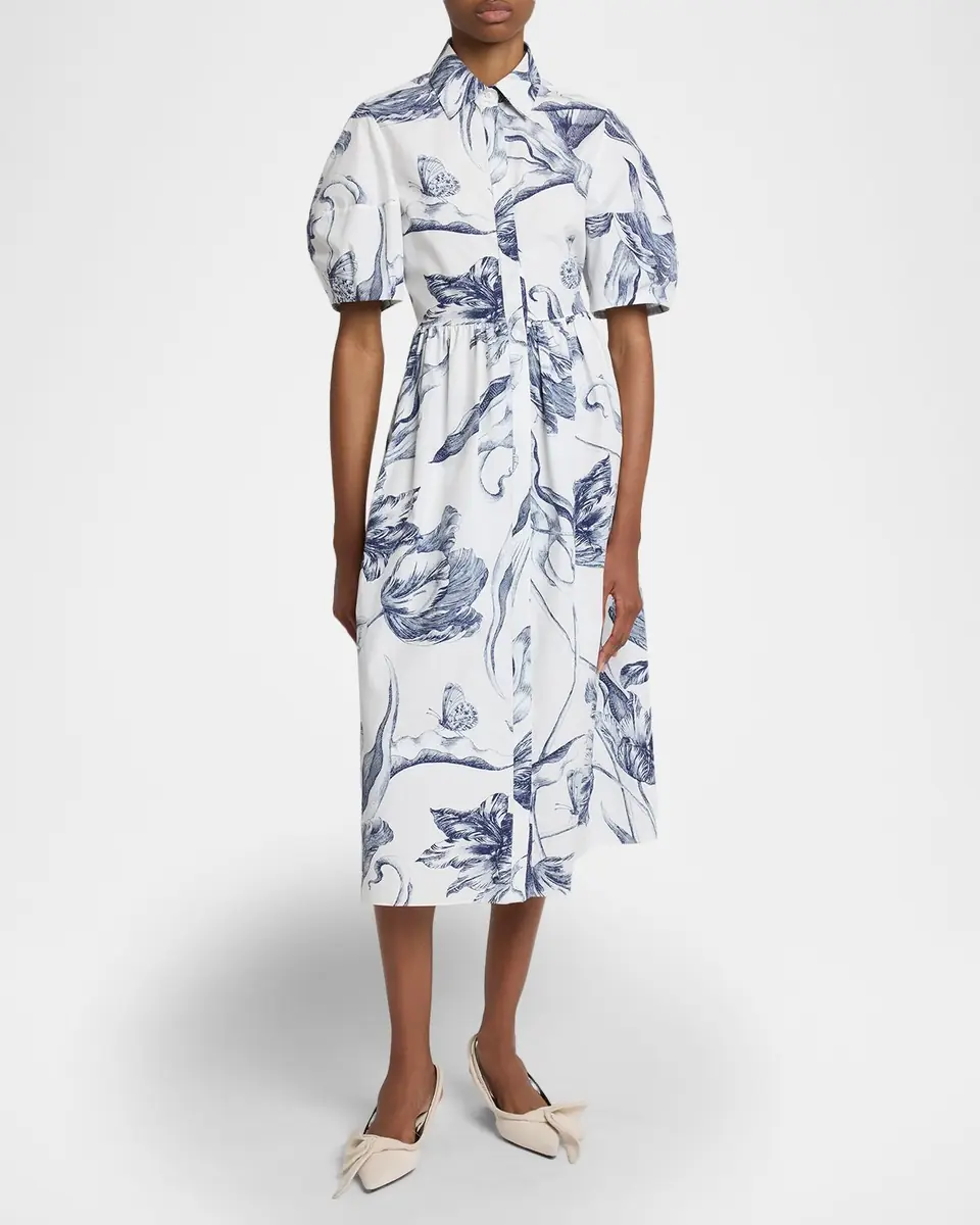 Erdem Floral-Print Puff-Sleeve Midi Shirtdress | Thumbnail 6 Erdem Floral-Print Puff-Sleeve Midi Shirtdress | Thumbnail 6