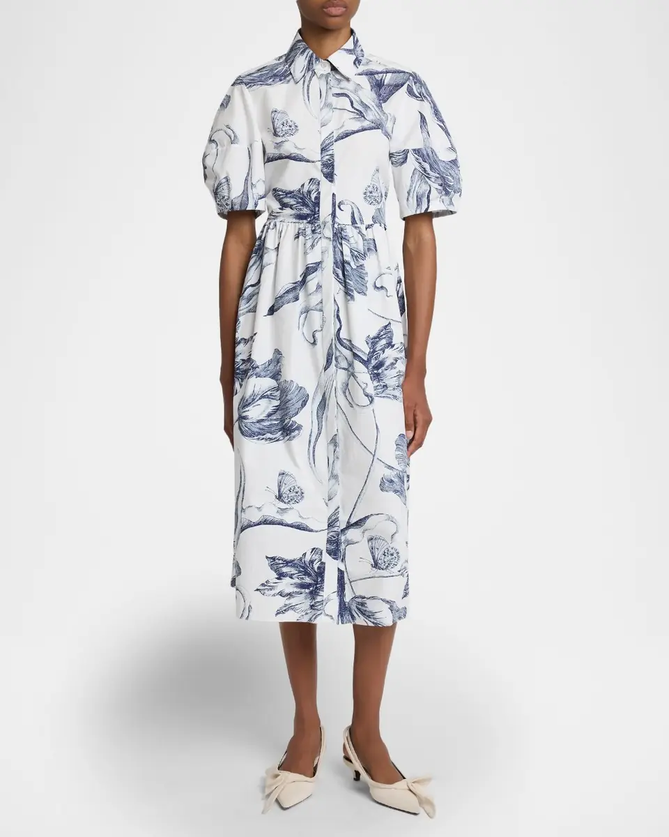 Erdem Floral-Print Puff-Sleeve Midi Shirtdress | Thumbnail 8 Erdem Floral-Print Puff-Sleeve Midi Shirtdress | Thumbnail 8
