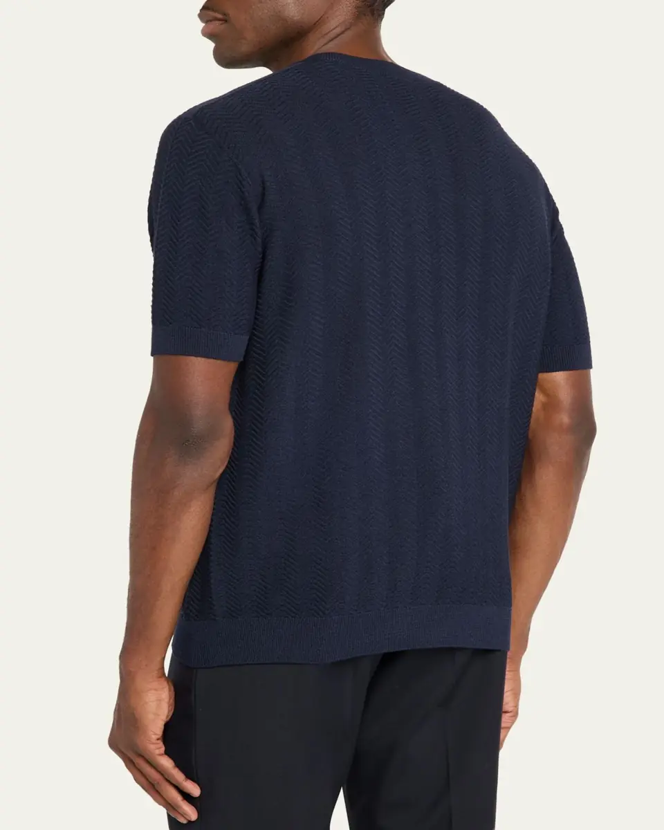 Giorgio Armani Chevron Silk-Cotton T-Shirt | Thumbnail 3