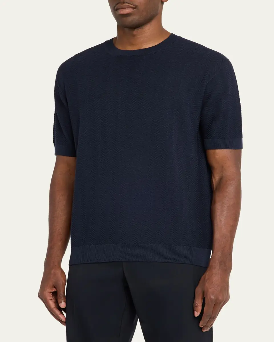 Giorgio Armani Chevron Silk-Cotton T-Shirt | Thumbnail 4