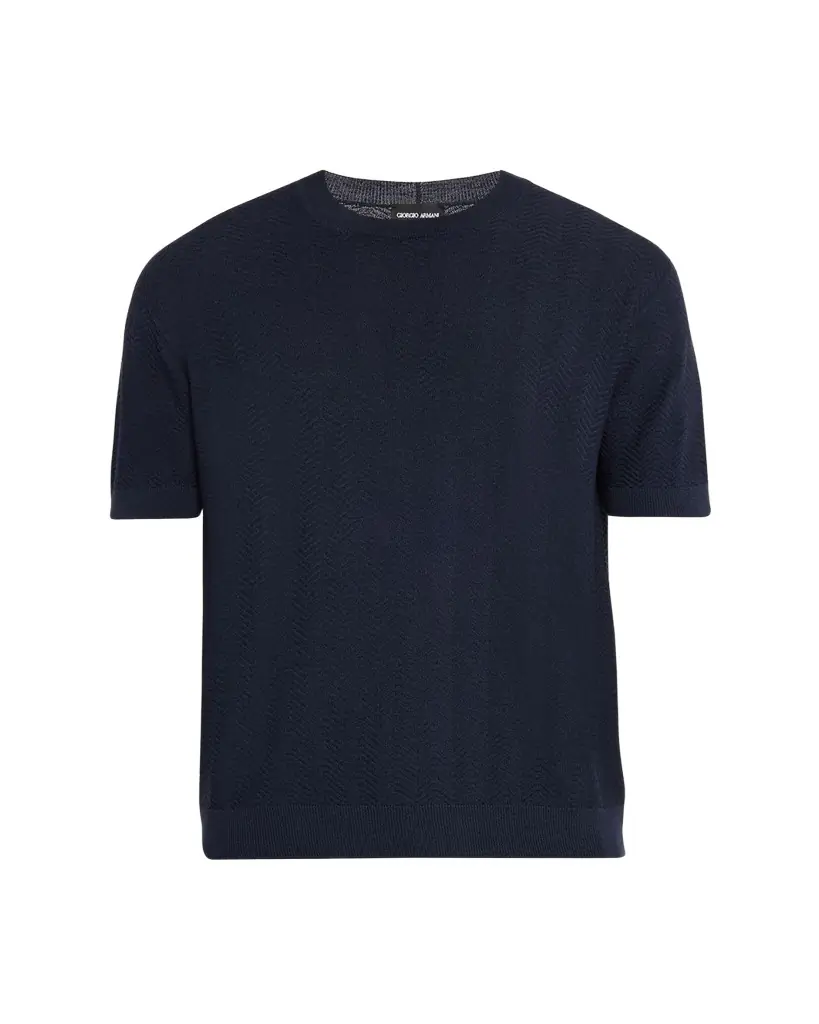 Giorgio Armani Chevron Silk-Cotton T-Shirt | Image 1 Giorgio Armani Chevron Silk-Cotton T-Shirt | Image 1