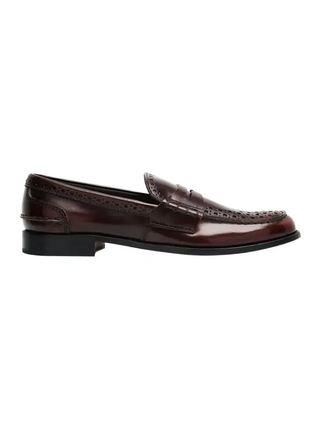 Polished Fume Leather Penny Loafers