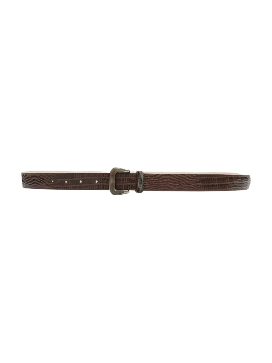 Lizard-Effect Calfskin Belt