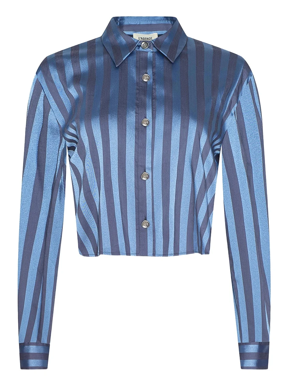 Cosette Stripe Cropped High-Low Shirt Cosette Stripe Cropped High-Low Shirt
