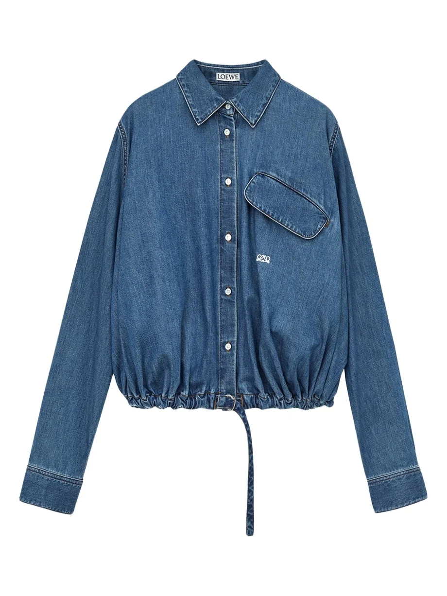 Denim Belted Balloon Shirt