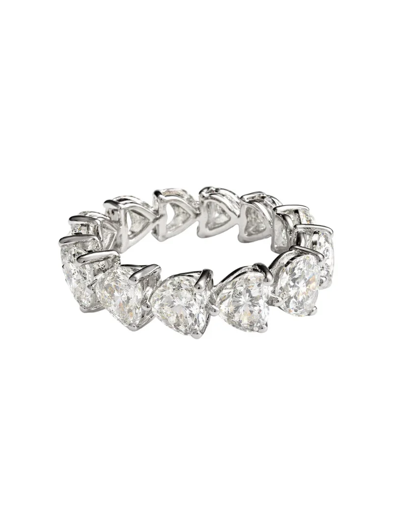 Diamond 18K Gold Heart Eternity Ring