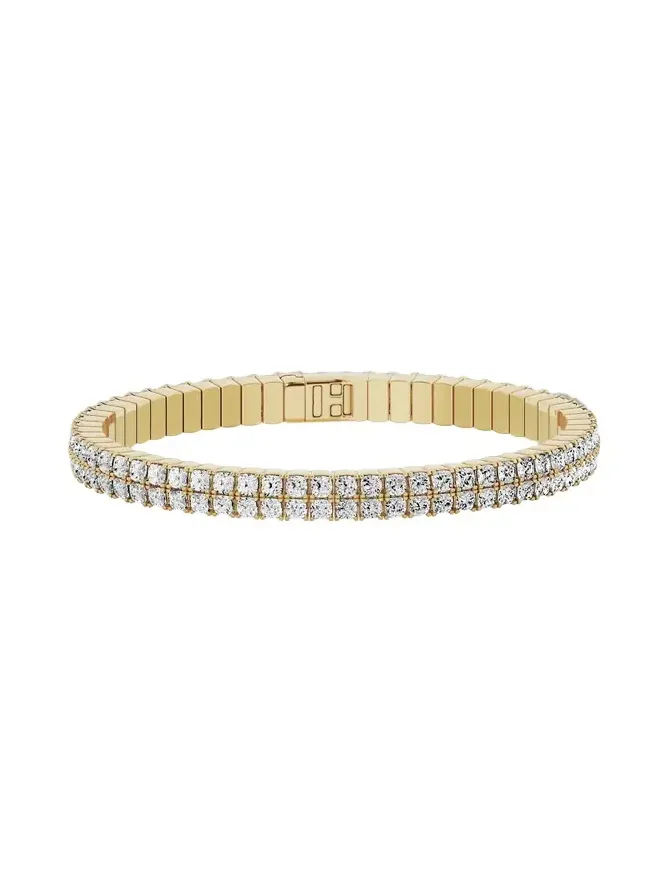 Jennifer Fisher Lab Diamond Cushion Cut Double Flex Bangle 18K Yellow Gold Jennifer Fisher Lab Diamond Cushion Cut Double Flex Bangle 18K Yellow Gold