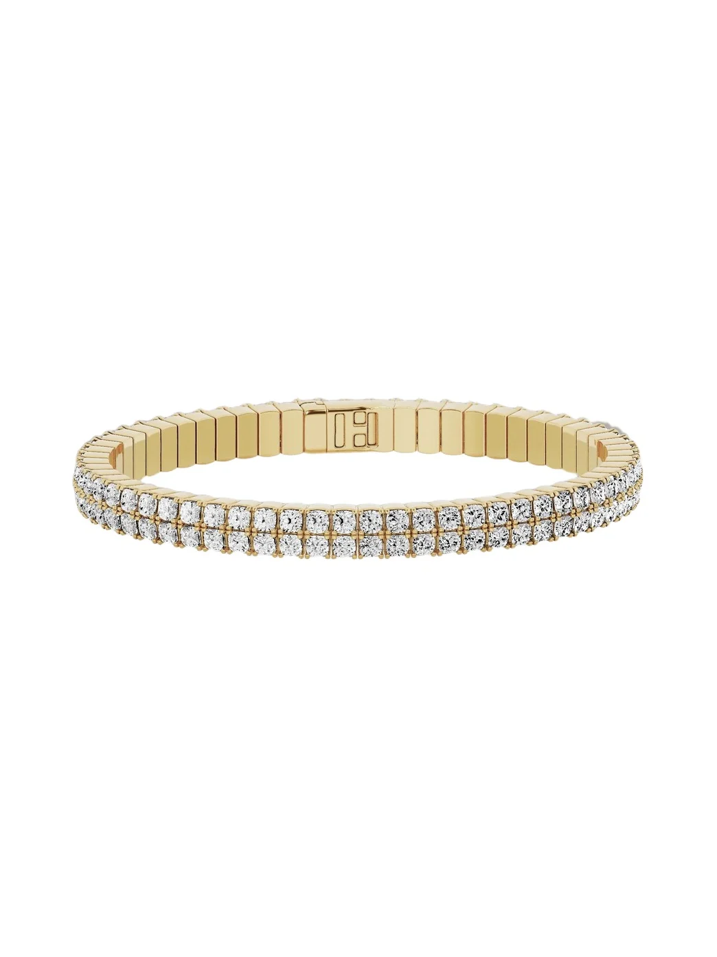 Lab Diamond Cushion Cut Double Flex Bangle 18K Yellow Gold Lab Diamond Cushion Cut Double Flex Bangle 18K Yellow Gold