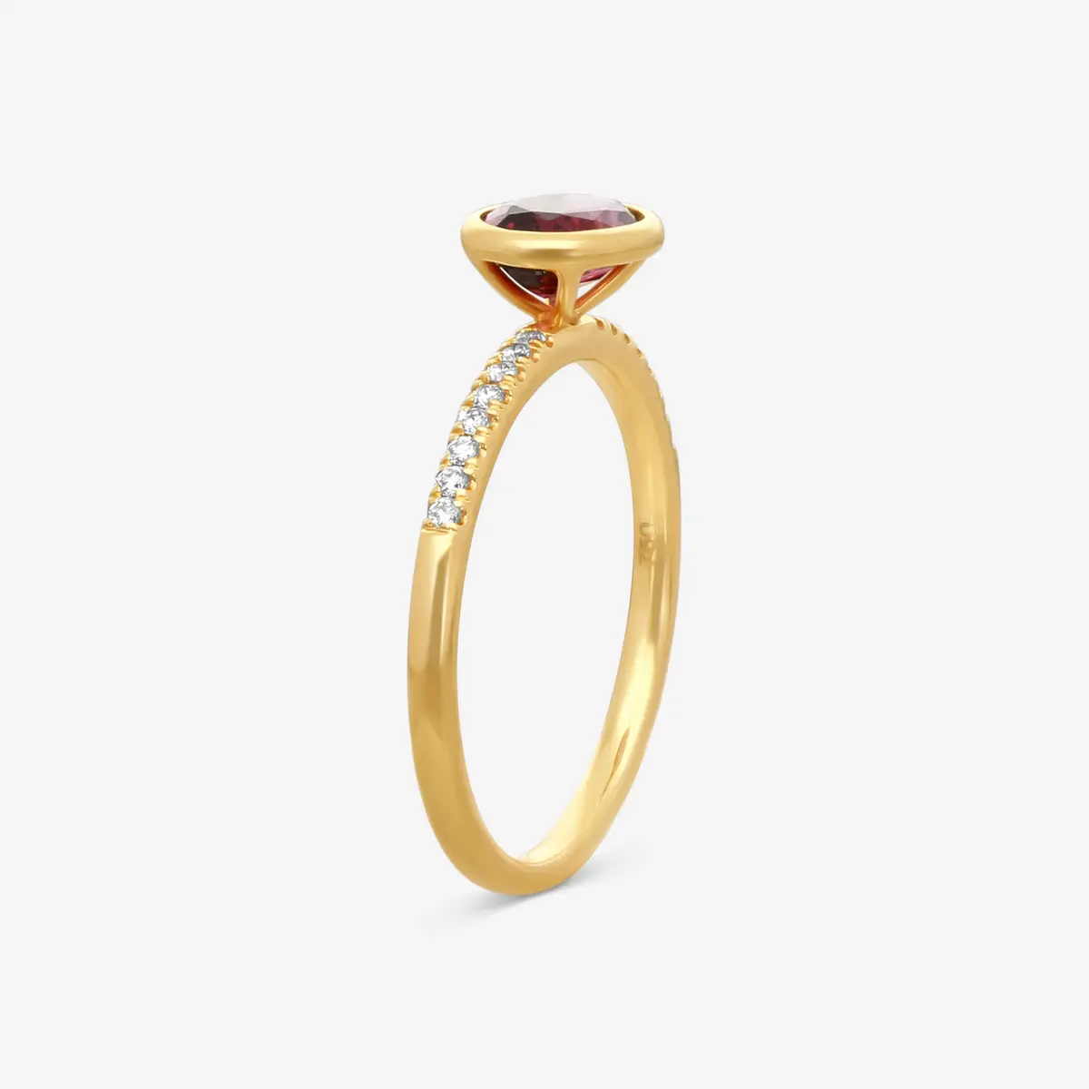 GOSHWARA Goshwara Gossip 18K Yellow Gold Diamond and Oval Garnet Ring Sz. 6.75 by The Solist | Thumbnail 2
