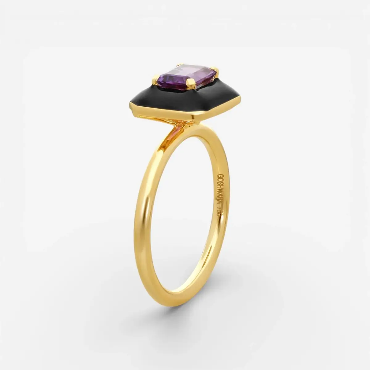 GOSHWARA Goshwara Queen 18K Yellow Gold Amethyst Enamel Ring Sz. 6.75 by The Solist | Thumbnail 2 GOSHWARA Goshwara Queen 18K Yellow Gold Amethyst Enamel Ring Sz. 6.75 by The Solist | Thumbnail 2
