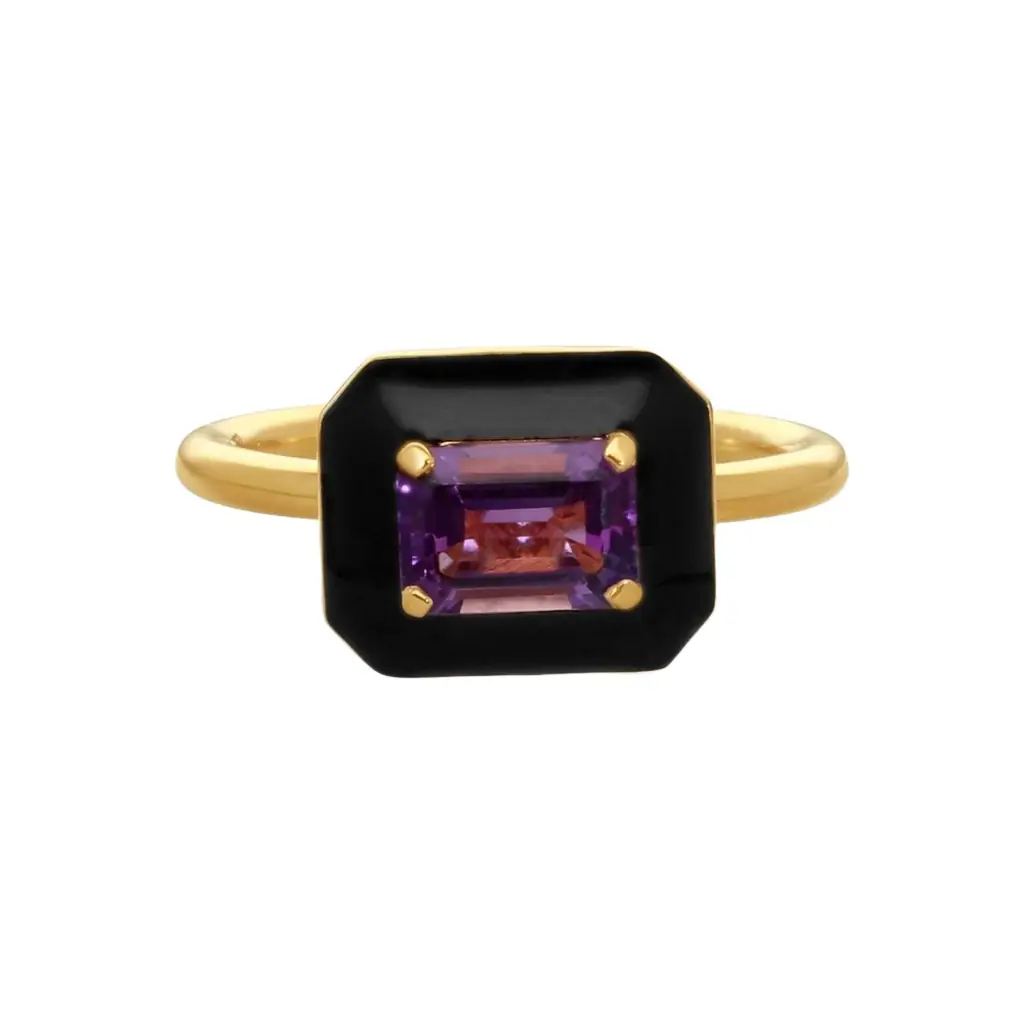 GOSHWARA Goshwara Queen 18K Yellow Gold Amethyst Enamel Ring Sz. 6.75 by The Solist