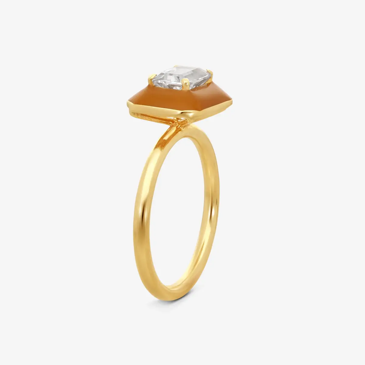 GOSHWARA Goshwara Queen 18K Yellow Gold Enamel & Rock Crystal Ring Sz. 6.75 by The Solist | Thumbnail 2