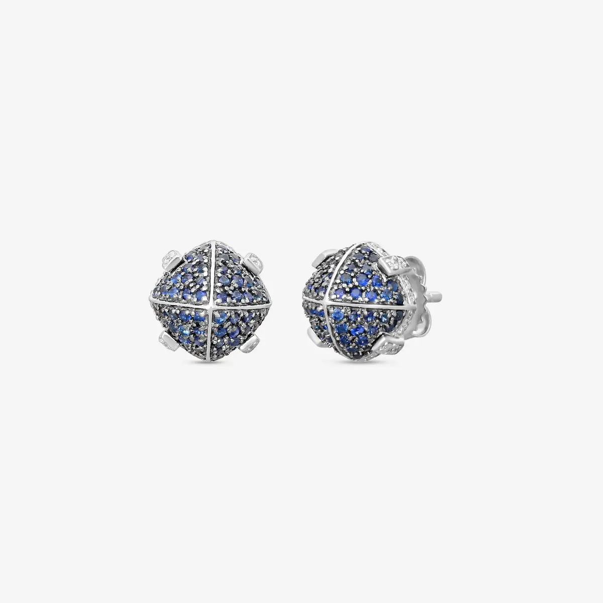 GOSHWARA Goshwara Sugarloaf 18K White Gold Diamond and Sapphire Stud Earrings by The Solist | Thumbnail 2