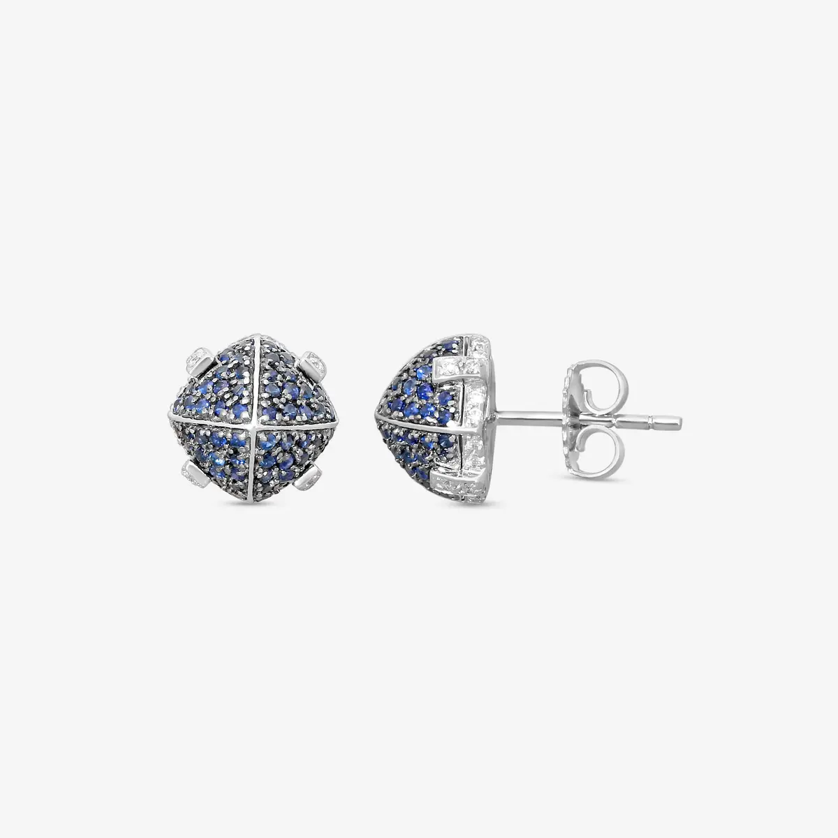 GOSHWARA Goshwara Sugarloaf 18K White Gold Diamond and Sapphire Stud Earrings by The Solist | Thumbnail 3