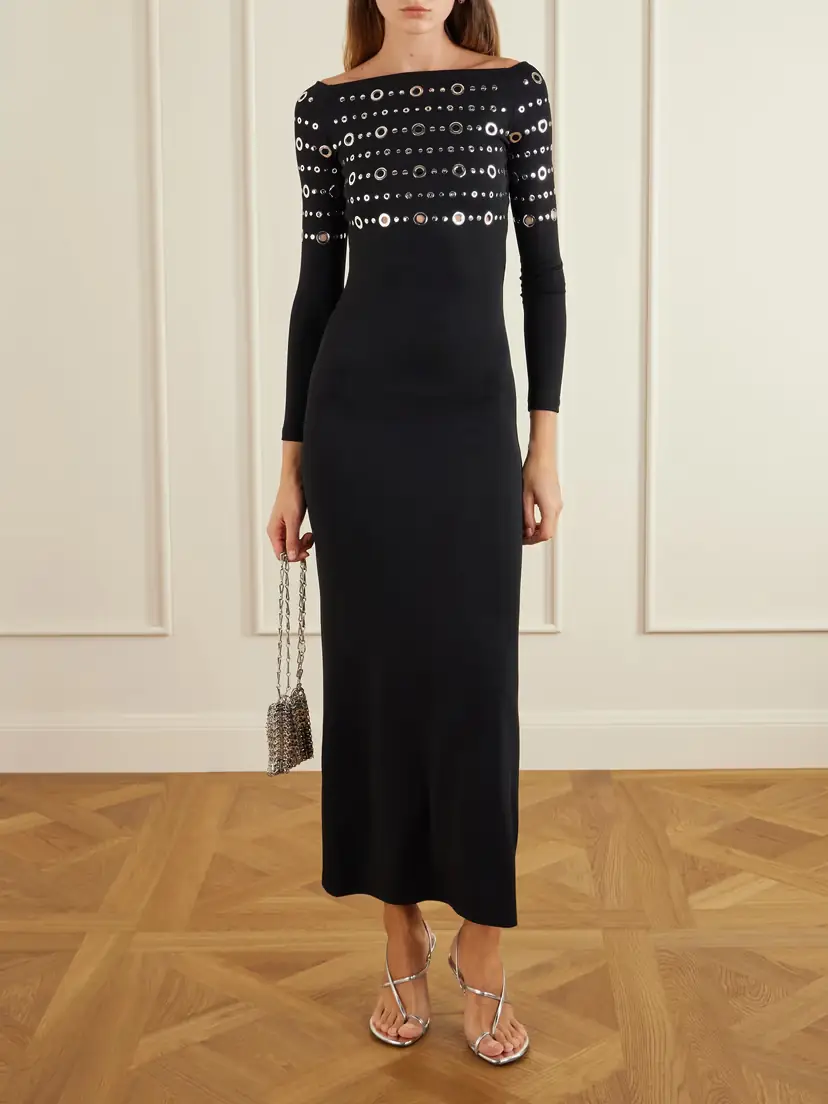 Rabanne Eyelet-embellished Jersey Midi Dress | Thumbnail 2 Rabanne Eyelet-embellished Jersey Midi Dress | Thumbnail 2