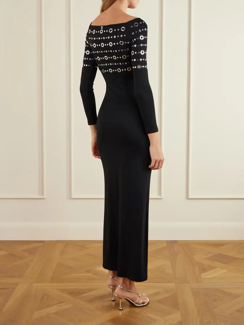 Rabanne Eyelet-embellished Jersey Midi Dress | Thumbnail 3 Rabanne Eyelet-embellished Jersey Midi Dress | Thumbnail 3