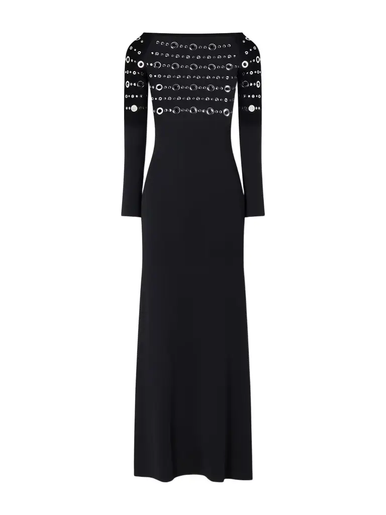 Eyelet-embellished Jersey Midi Dress