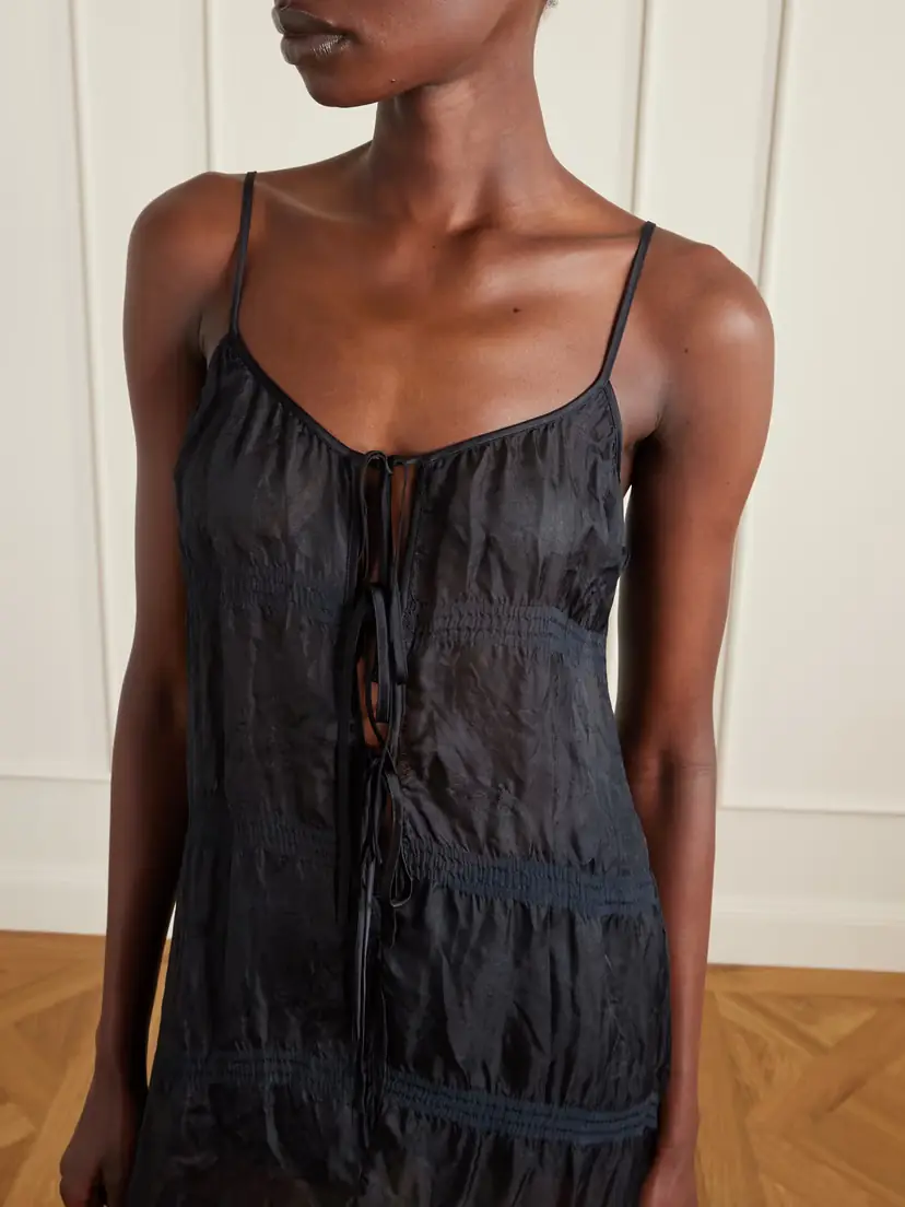 Kiki de Montparnasse Smocked Silk-blend Maxi Dress | Thumbnail 4 Kiki de Montparnasse Smocked Silk-blend Maxi Dress | Thumbnail 4