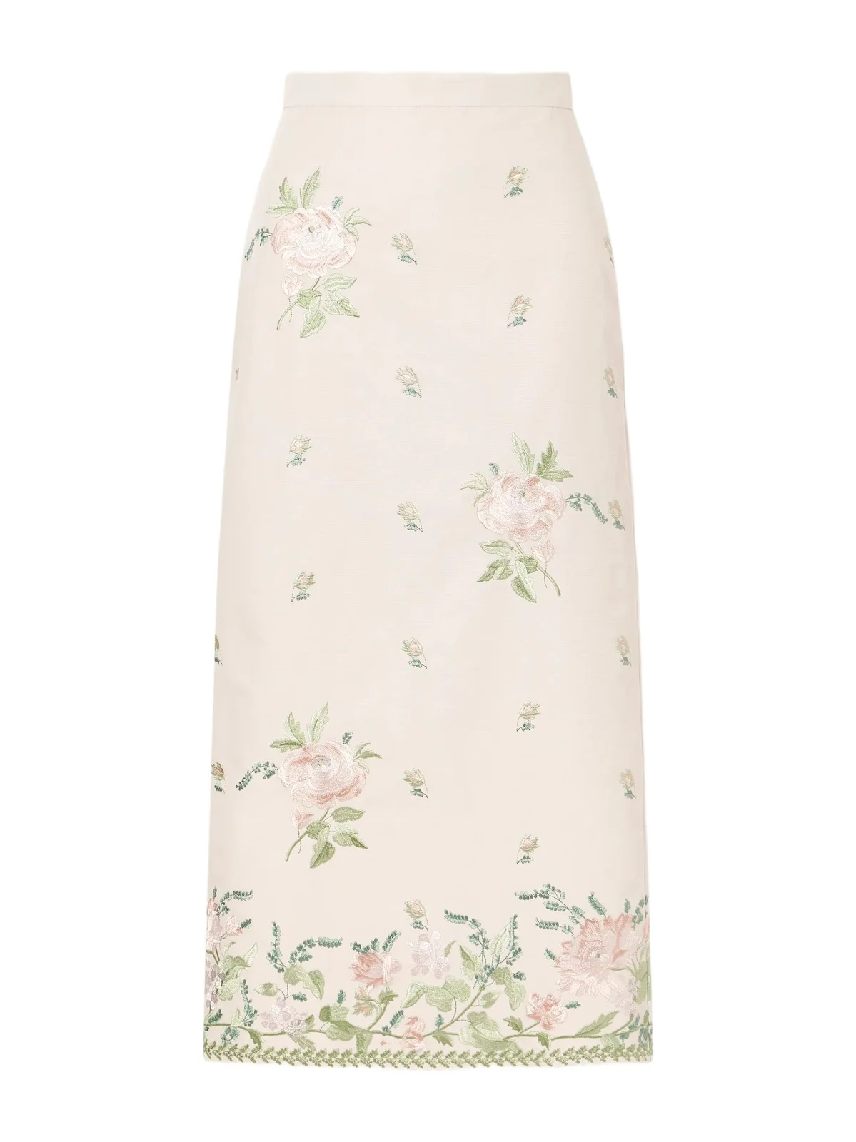 Floral-embroidered Cotton-faille Midi Skirt Floral-embroidered Cotton-faille Midi Skirt
