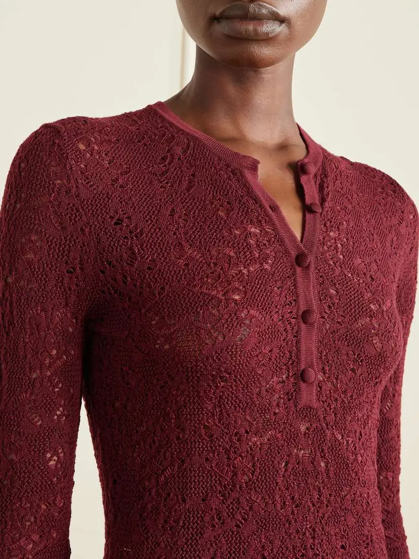 Gabriela Hearst Gaviran Pointelle-knit Wool Henley Top | Thumbnail 5 Gabriela Hearst Gaviran Pointelle-knit Wool Henley Top | Thumbnail 5
