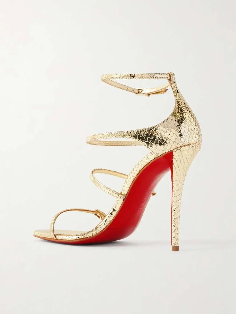 Christian Louboutin Millennium Buckled Pyhton-effect Metallic Leather Sandals | Thumbnail 3 Christian Louboutin Millennium Buckled Pyhton-effect Metallic Leather Sandals | Thumbnail 3