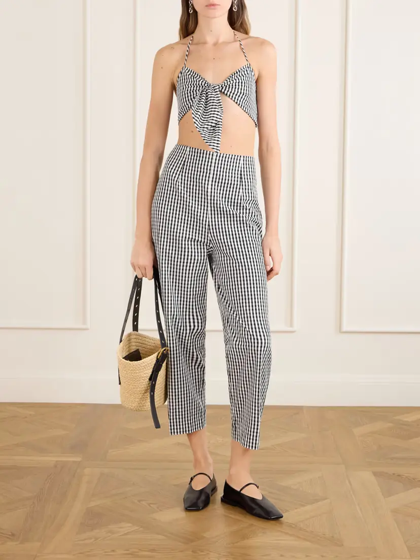 Faithfull Claudine Checked Cotton Straight-leg Capri Pants | Thumbnail 2 Faithfull Claudine Checked Cotton Straight-leg Capri Pants | Thumbnail 2