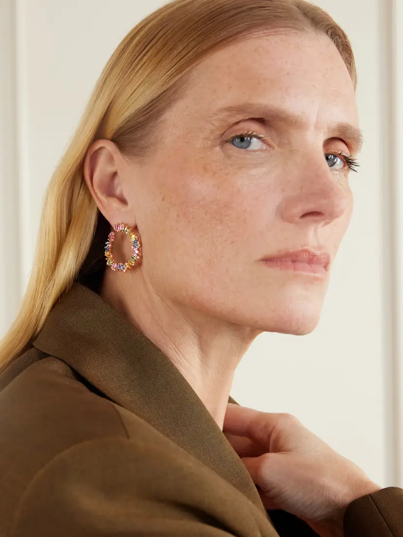 Suzanne Kalan 18-karat Rose Gold, Sapphire And Diamond Hoop Earrings | Thumbnail 2 Suzanne Kalan 18-karat Rose Gold, Sapphire And Diamond Hoop Earrings | Thumbnail 2