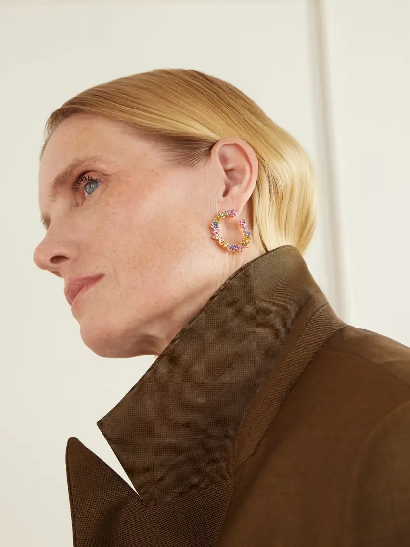 Suzanne Kalan 18-karat Rose Gold, Sapphire And Diamond Hoop Earrings | Thumbnail 4 Suzanne Kalan 18-karat Rose Gold, Sapphire And Diamond Hoop Earrings | Thumbnail 4