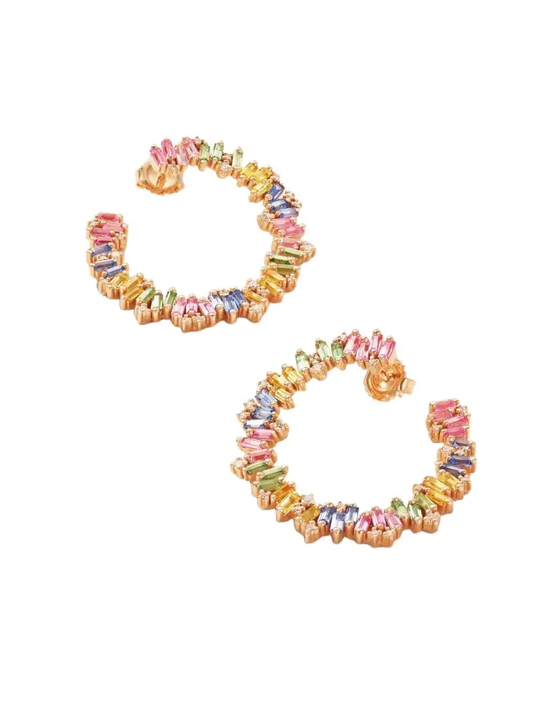 18-karat Rose Gold, Sapphire And Diamond Hoop Earrings 18-karat Rose Gold, Sapphire And Diamond Hoop Earrings