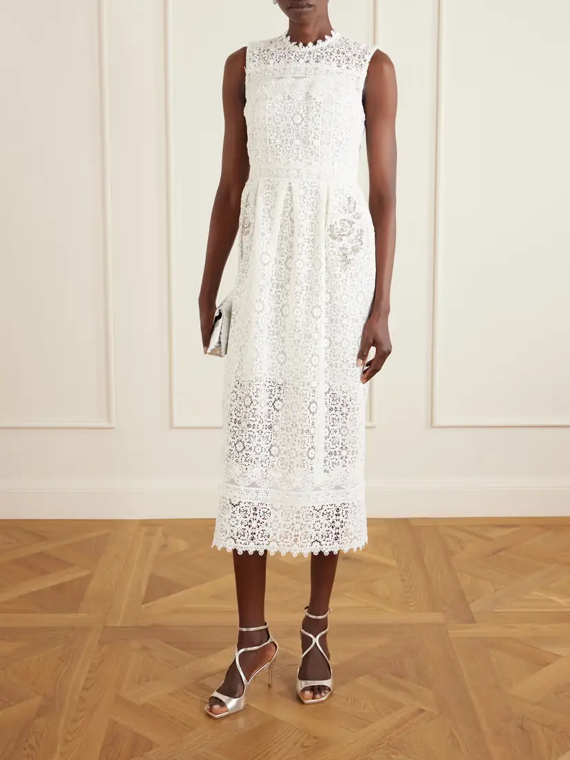 Erdem Crystal-embellished Cotton-guipure Lace Midi Dress | Thumbnail 2 Erdem Crystal-embellished Cotton-guipure Lace Midi Dress | Thumbnail 2