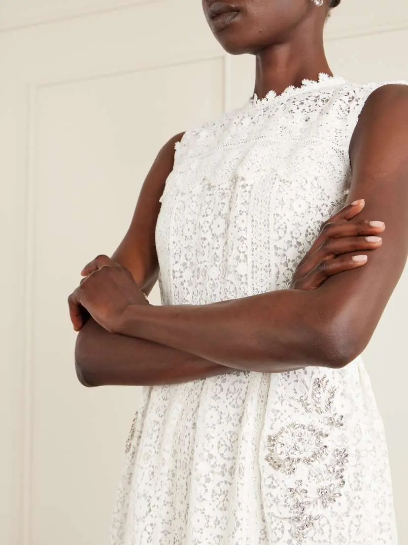 Erdem Crystal-embellished Cotton-guipure Lace Midi Dress | Thumbnail 4 Erdem Crystal-embellished Cotton-guipure Lace Midi Dress | Thumbnail 4